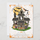 Invitation Maison hantée mignonne avec fantômes Fête d'Hallow (Devant)
