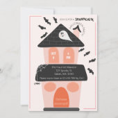 Invitation Maison hantée mignonne pour fête d'Halloween d'enf (Devant)