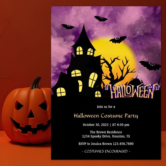 Invitation Maison Hantée Moderne Halloween Costume Party