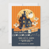 Invitation Maison hantée moderne noire et orange pour Hallowe (Devant)
