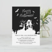 Invitation Maison hantée noire et blanche Fête d'Halloween (Debout devant)