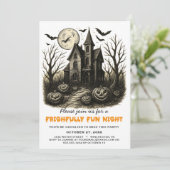 Invitation Maison hantée noire et blanche Fête d'Halloween (Debout devant)