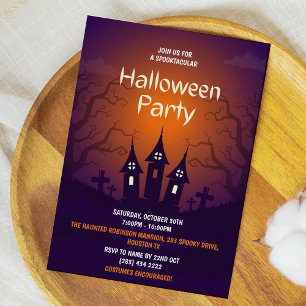 Invitation Maison hantée Orange Black Adult Halloween Party