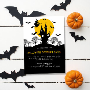 Invitation Maison Hantée par une Sorcière Halloween Orange et