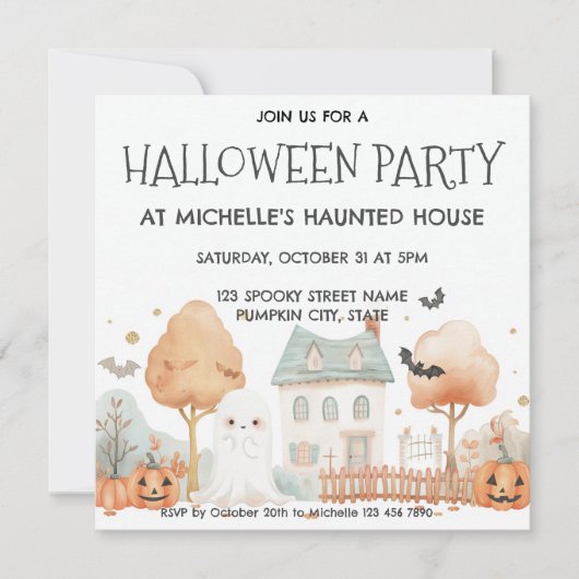 Invitation Maison hantée pour enfants sages Fête d'Halloween (Devant)