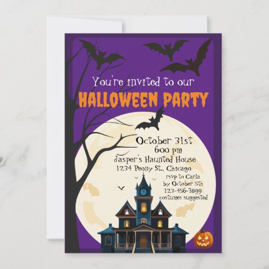 Invitation Maison Hantée Soirée Halloween Effrayante (Devant)
