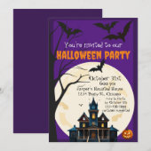 Invitation Maison Hantée Soirée Halloween Effrayante (Devant / Derrière)