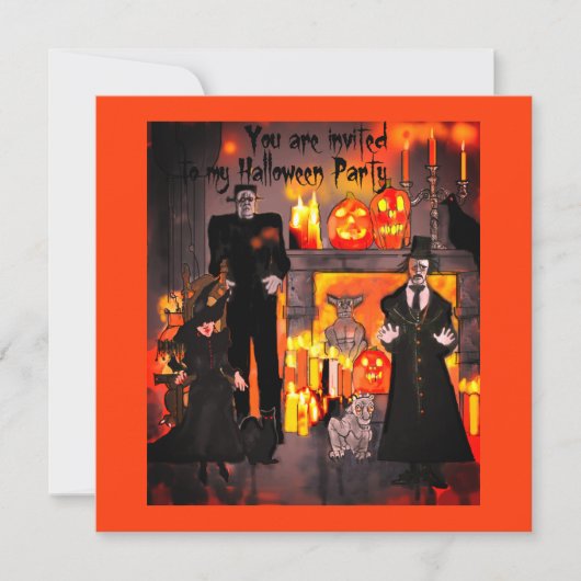 Invitation Maison hantée Soirée Halloween Frankenstein (Devant)