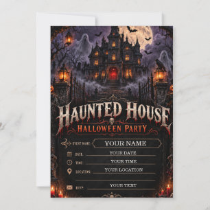 Invitation Maison Hantée Soirée Halloween Horreur Gothique