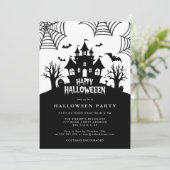 Invitation Maison Hantée Soirée Halloween Noir & Blanc Effray (Debout devant)
