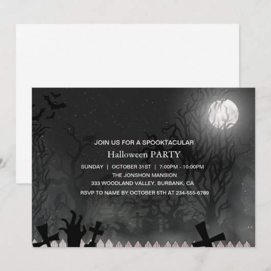 Invitation Maison hantée sombre effrayante Spooktacular Fête  (Devant / Derrière)