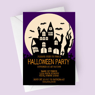Invitation Maison hantée sur une colline Soirée Halloween
