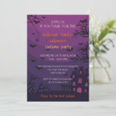 Invitation Maison hantée violette Halloween Costume Party (Debout devant)