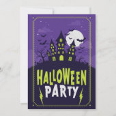 Invitation Maison hantée violette & verte fête d'Halloween (Dos)