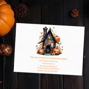 Invitation Maison Hantée Whimsical & Citrouilles Halloween Ba