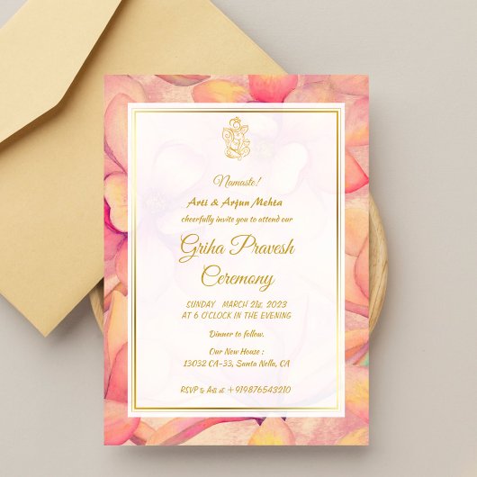 Invitation Maison hindou Réchauffement Griha Pravesh