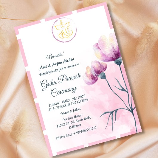 Invitation Maison hindou Réchauffement Griha Pravesh