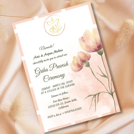 Invitation Maison hindou Réchauffement Griha Pravesh