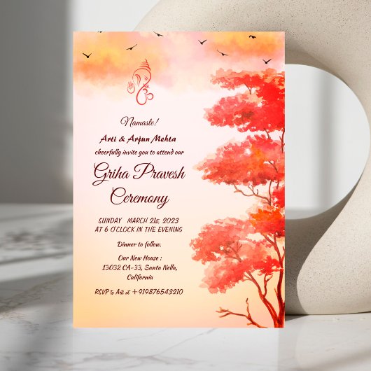 Invitation Maison hindou Réchauffement Griha Pravesh