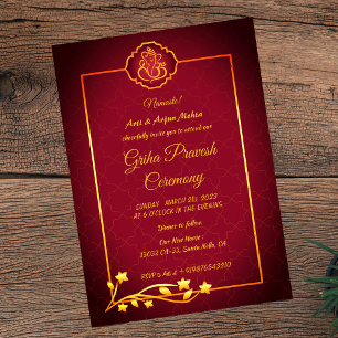 Invitation Maison hindou Réchauffement Griha Pravesh