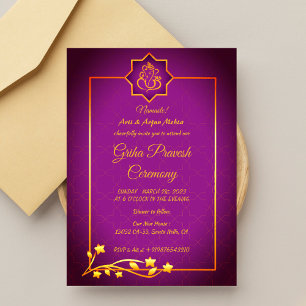 Invitation Maison hindou Réchauffement Griha Pravesh