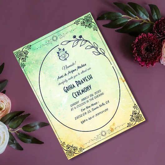 Invitation Maison hindou Réchauffement Griha Pravesh