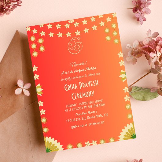 Invitation Maison hindou Réchauffement Griha Pravesh