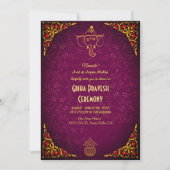 Invitation Maison hindou Réchauffement Griha Pravesh Golden M (Devant)