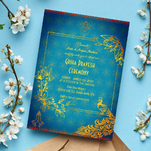 Invitation Maison hindou Réchauffement Griha Pravesh Golden P