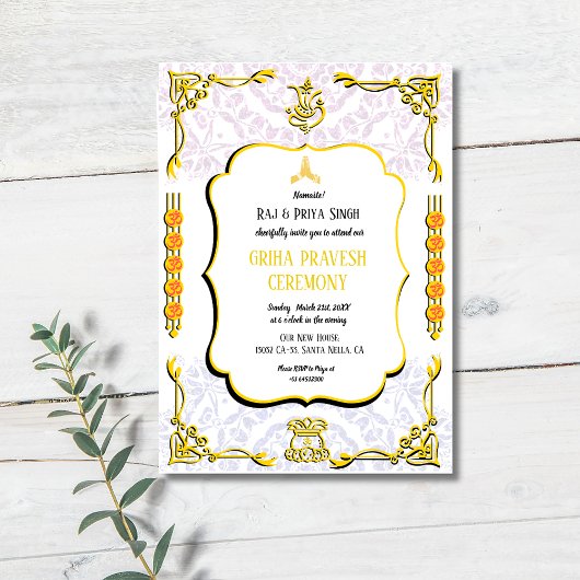 Invitation Maison hindou Réchauffement Griha Pravesh Invitati