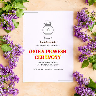 Invitation Maison hindou Réchauffement Griha Pravesh Minimal