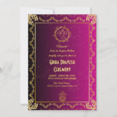 Invitation Maison hindou Réchauffement Griha Pravesh Rose dor (Devant)