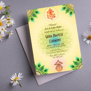 Invitation Maison hindou Réchauffer Griha Pravesh Design comp