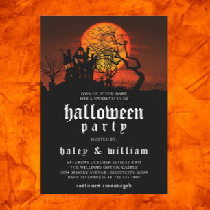Invitation Maison Huanted Lune Spooktaculaire Halloween Party