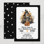 Invitation Maison mignonne hantée Halloween Bash Party (Devant / Derrière)