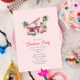 Invitation Maison moderne Midsiècle Pink Noël