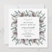 Invitation Maison Ouverte Carrée Élégante Pastel Hiver (Devant)
