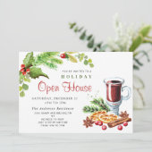 Invitation Maison Ouverte de Noël aux Baies de Houx Festives (Debout devant)
