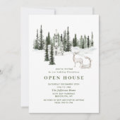 Invitation Maison ouverte de Noël classique Forêt d'hiver (Devant)