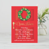Invitation Maison ouverte de Noël de Porte Rouge avec couronn (Debout devant)
