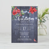Invitation Maison ouverte de Noël d'entreprise Red poinsettia (Debout devant)