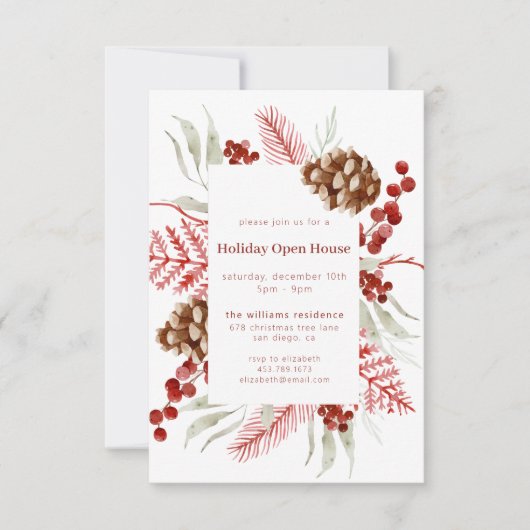 Invitation Maison ouverte de Noël Elégant (Devant)