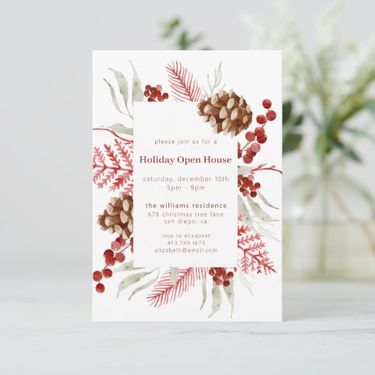 Invitation Maison ouverte de Noël Elégant (Debout devant)