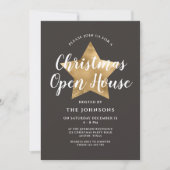 Invitation Maison ouverte de Noël étoile dorée marron élégant (Devant)