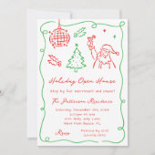 Invitation Maison ouverte de Noël fantaisiste et originale de (Devant)