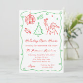 Invitation Maison ouverte de Noël fantaisiste et originale de (Debout devant)