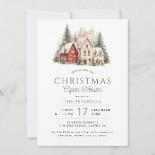 Invitation Maison ouverte de Noël paysage élégant d'hiver