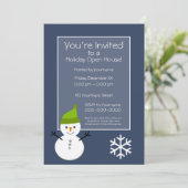 Invitation Maison ouverte de Noël - Snowman bleu marine (Debout devant)