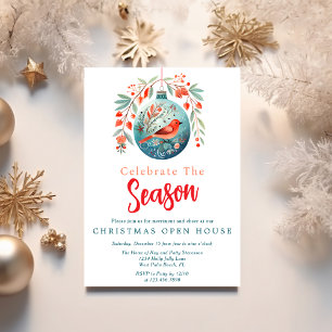 Invitation Maison Ouverte de Noël Vintage au Gui Festif