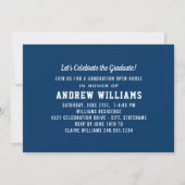 Invitation Maison ouverte de remise de diplômes en bleu marin (Dos)